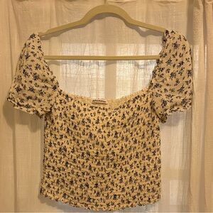 Reformation Floral Smocked Puff Sleeve Top